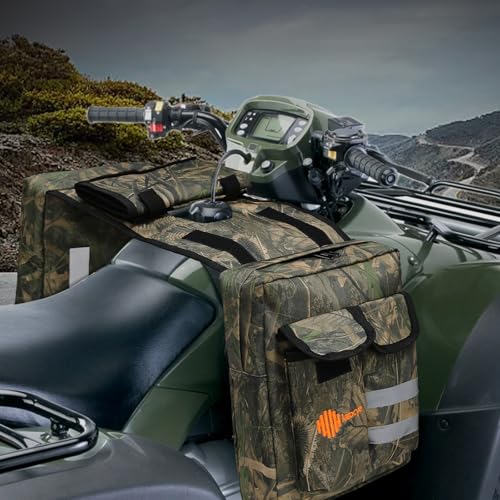 ATV Saddle Bag with Map Pouch & Cooler, Water-Resistant Hunting Tank Pack for All-Terrain Vehicles, Compatible with Most ATVs, Snowmobiles, Motorcycles & Bicycles (Camo Reed) - color: Camo Reed