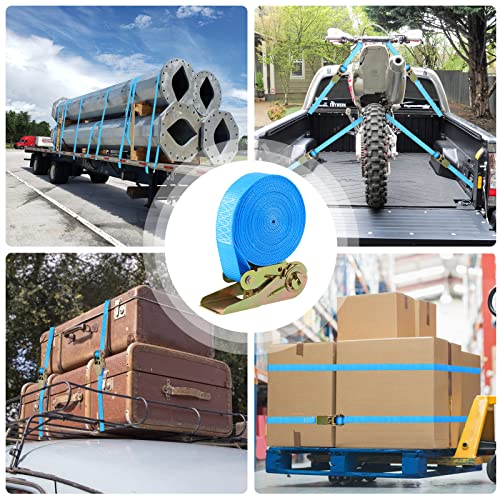 LIFERUN 10 Pack 1" x 20' Ratchet Straps Heavy Duty, 1760lbs Break Strength Endless Ratchet Strap, NO Hook, Tie Down Straps for Motorcycles, Goods, Luggage,Blue - color: Blue