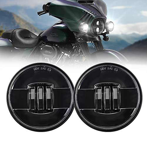 Motorcycle passing lights Led fog light 4.5 inch Auxiliary Light Projector Driving Lamp for Road king Electra Glide Softail H-D Fatboy(Black) - color: Black