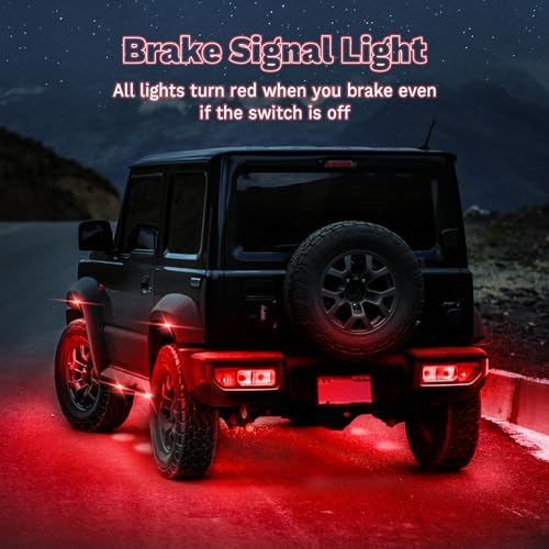 4 Pods Full Angle RGB Rock Lights Compatible with 12V Trucks Jeep UTV SUV ATV Boat Golf Cart, Waterproof Multi-Color, App/Remote Control Led Rock Lights with Music Mode(Patented) - size: 4 Pods-Full Angle-(New 3 Control Mode)-12V
