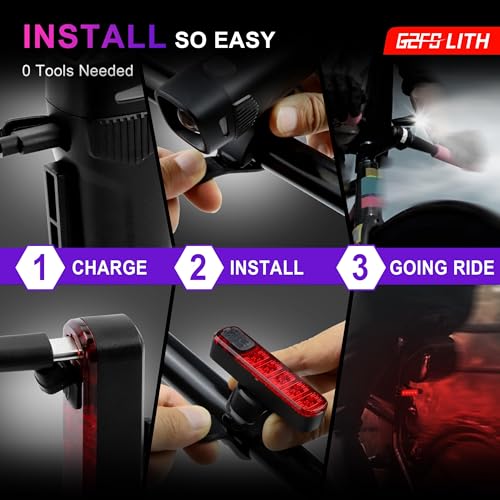 400LM USB Rechargeable Bike Light Set, Front Headlight & Rear Taillight, 5 Lighting Modes, Waterproof Safety Cycling Lights for Road Mountain Bikes, Bike Lighting Parts & Accessories