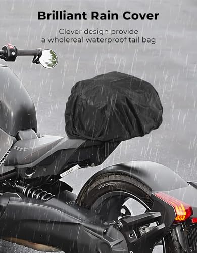 KEMIMOTO Tail Bag 18-22L Expandable Sissy bar Compatible with Can-Am Ryker 900/600/Sport/Rally Edition, 1680D Oxford+PU Leather Waterproof/6 Adjustable Straps,Luggage Seat Travel Rear Rack Bag