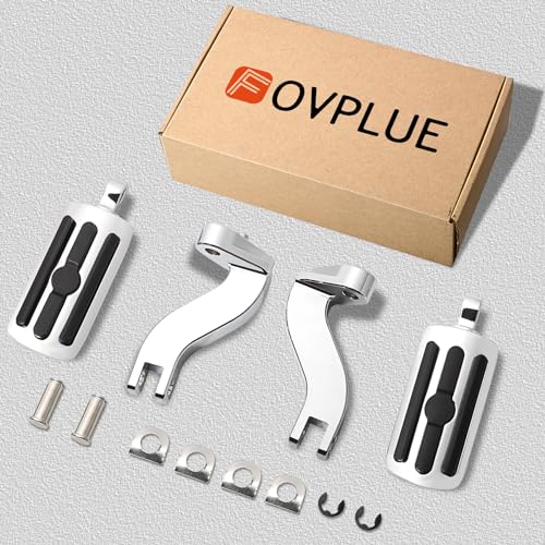 FOVPLUE Passenger Footpeg Kit, Chrome and Rubber Footrest + Passenger Pegs Mounting for Harley 1993-2025 Touring Road Glide FLT, Electra Glide FLHT, FLHS, Road King FLHR, Street Glide models, Chrome - color: For Chrome and Rubber
