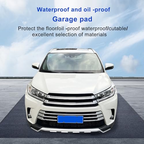 Garage Floor Mat, Rectangle Garage Flooring Rug, Motorcycle Oil Spill Mat, Absorbent Oil Parking Mats, Non Slip and Waterproof Backing Extra Large Mats for Under Car Dark Grey Square 1 Set