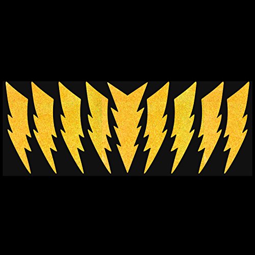 LiteMark Reflective Lightning Bolt Sticker, Bike, Helmet, Yellow, 4 Inch - Pack of 9 Pcs - color: Yellow