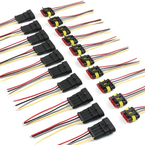 4 Pin Waterproof Electrical Wire Connectors 10 Pack Weather Pack Connectors Kit 20AWG Male and Female Automotive Wire Connectors for Car Truck Motorcycle Boat Auto Wiring - size: 4pin-10Pack