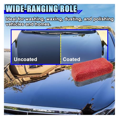 12PCS Ceramic Coating Applicator Sponge, 4.13'' x 1.84'' Microfiber Car Detailing Applicator Pads, Rectangular Car Foam Cleaning Pad, Auto Polishing Pad for Wax, Paint, Sealant (Red) - color: Red