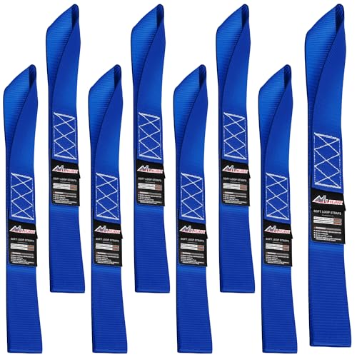 Nilight Soft Loop 1.7”×17" Motorcycle Tie Down Straps Heavy Duty 12000Lbs Max Break Strength for Securing ATV UTV Kayak Moving Cargo (8PK-Blue) - color: Blue