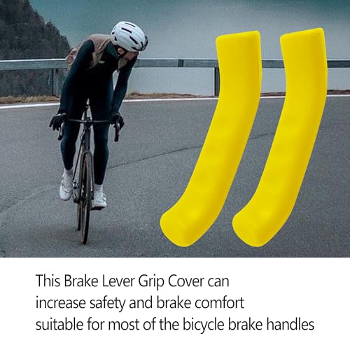 2 Pairs Bicycle Brake Lever Grip Protector Cover, Non-Slip Brake Lever Grip, Silicone Sleeve Universal Brake Protection Handle Cover for Bicycle, Cycling, Road/Mountain Bikes, Yellow - color: Yellow