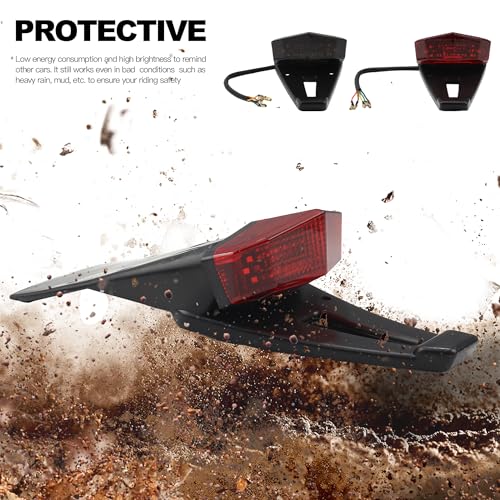 Motorcycle Tail Lights Rear Fender,Dirt Bike LED Turn Stop Signal Taillight For Universal 12V Off-road Moto Accessories(Red) - color: Red