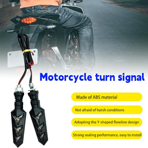 4PCS Motorcycle Turn Signal Lights, Y-Shaped Water Light Design, Good Stability, Can Maintain Normal Lighting In All Weather Conditions