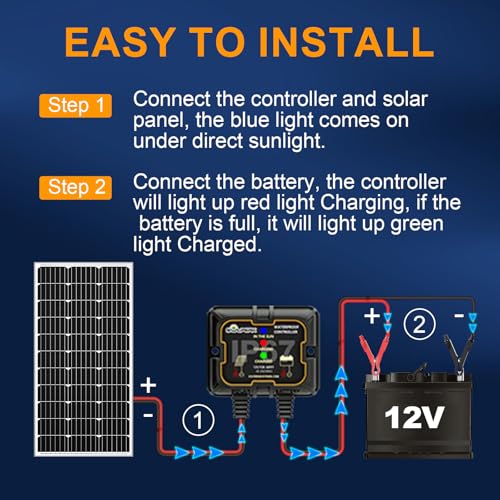 SOLPERK 100W Solar Battery Charger Solar Battery Maintainer + Smart 10A MPPT Charge Controlle, Solar Panel Kit for Car RV Boat Motorcycle,12V Waterproof Solar Panel Charger Trickle Charging - size: 100W MPPT Kit