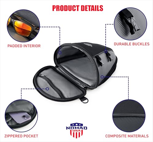 Nomad USA Motorcycle Tail Bag, Waterproof Street Sportsbike Rear Rack/Seat Bag Converts to Shoulder Bag, 10-15L Expandable Tail Tank Tool Pouch/Handle Carry Bag with Rain Cover, Mounting Straps