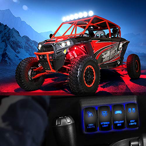 Nilight - 90008B Rock Lights Rocker Switch LED Light Bar 5Pin Laser On/Off LED Light 20A/12V 10A/24V Switch jumper wires set for Jeep Boat Trucks,2 years Warranty Blue - color: Blue, size: ROCK LIGHTS