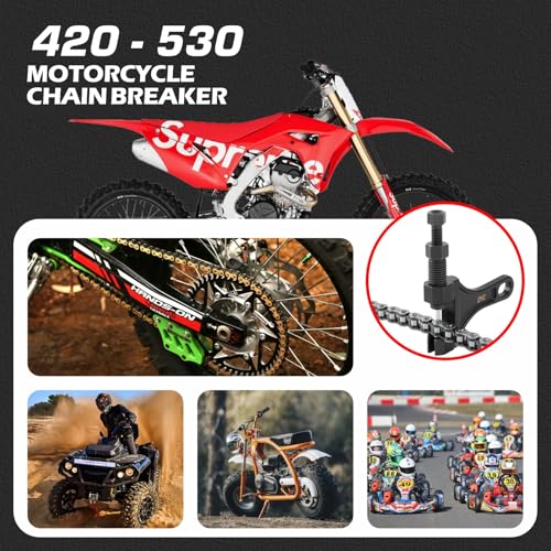 DYC Chain Breaker Tool 420-530 (Separate Pin Design) with 2 Replaceable Cutting Pins & Hex Key for 40/410/415/420/428/50/520/525/530 Roller Chains, Motorcycle ATV Mini Bike Dirt Bike Go Kart Bicycle - size: Chain Breaker 420-530