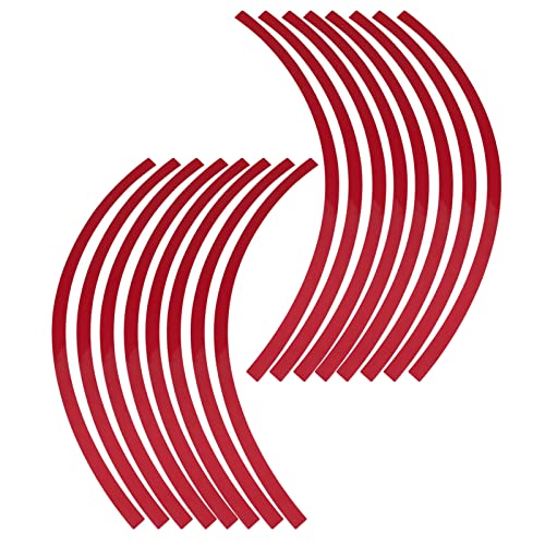 Ymiko Reflective Wheel Rim Stripe Decal Sticker Universal Wheel Reflective Pinstripe Decal Tape Sticker Car Motorcycle Decoration Film for 16-19 inch Rim Size (Red)