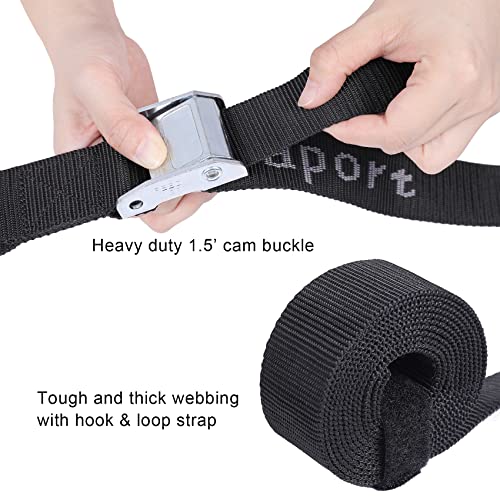 Ayaport Motorcycle Tie Down Straps 1.5” x 8’ (with Swivel Carabiner Hooks) Cam Buckle Tie Downs, Handlebar Strap for Dirt Bike, Motor Bike, Kayak, Car, Truck, Boat, Cargo, Black (1.5" x8'-4pcs) - size: 1.5"x8'-4pcs