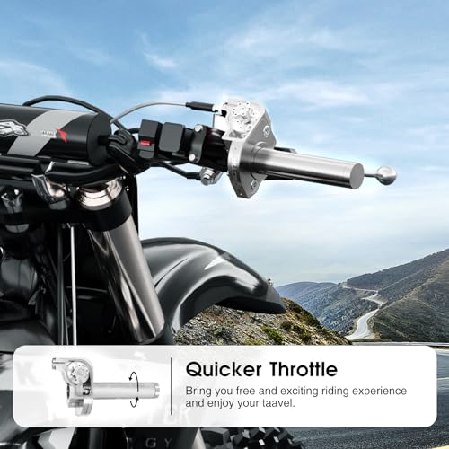 Throttle Grip Throttle Cable Motorcycle 22mm Universal CNC Aluminum Accelerator Throttle Twist Grips Handlebars for KLX CR CRF EXC XR TTR CB SSR ATV Dirt Bike Pit Bike - color: Silver