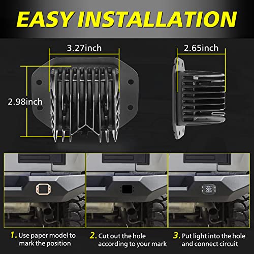 Flush Mount LED Pods, 2pcs 84W Flush Mount LED Bumper Fog Lights Spot Beam Backup Reverse Lights Off Road Driving Light for Trucks Pickup UTV ATV Boat - color: White Flush