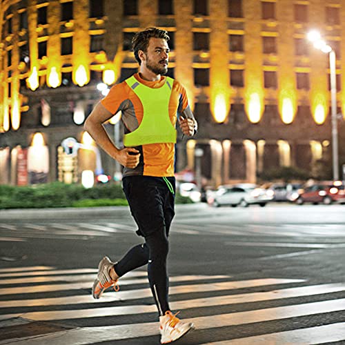 Joyzan Reflective Running Vest, Safety High Visibility Night Cycling Bands Gear Inside Pocket Chest Walking Bicycle Jogging Workout Biking Nighttime Motorcycle Runner Women Men Fluorescent Yellow