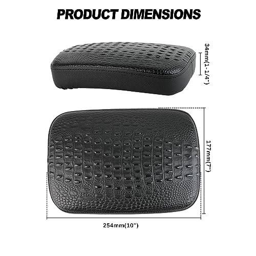 DREAMIZER Motorcycle Leather Pillion Rear Passenger Pad Seat 8 Suction Cup Rectangular Passenger Seat Compatible with Harley Bikes Custom (Black-Crocodile) - color: Black#2-Crocodile