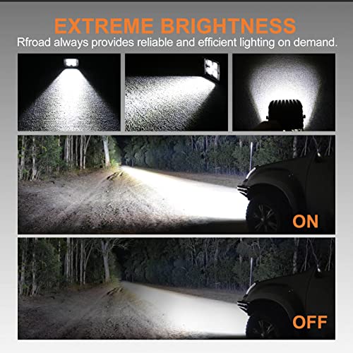 LED Pods, RFROAD LIGHTING 2pcs 3" 100W Super Bright LED Driving Lights LED Cube Lights Spot Square Work Lights for Truck Offroad ATV UTV SUV Car Boat - size: 3 Inch White Spot Light