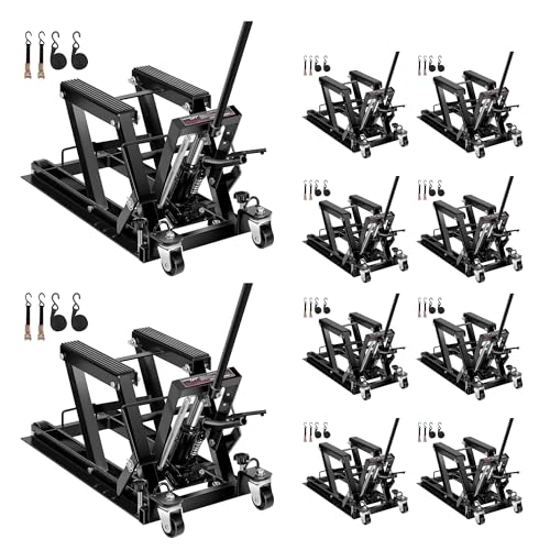 VIVOHOME 1500 LBS Hydraulic Motorcycle Lift Jack, Heavy-Duty Steel ATV Lift Stand with Wheels & Handle, for Motorcycles, Dirt Bikes, ATVs (Black) 10 Pack