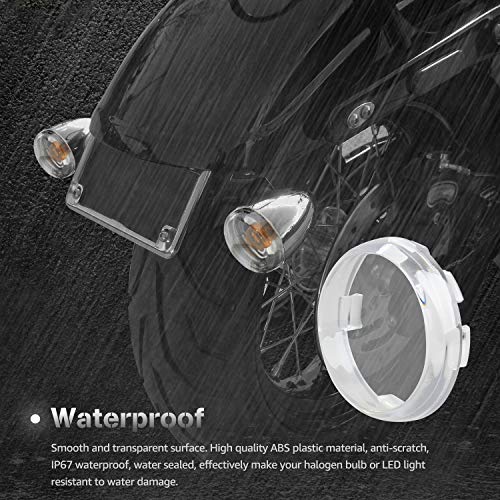 NTHREEAUTO 2 Inch Clear Bullet Turn Signal Lens Cover Compatible with Harley Sportster, Dyna, Road King, Street Glide, Softail - color: Clear