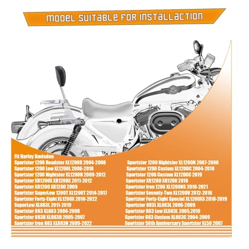 Kinglemc Sissy Bar backrest Luggage Rack for Harley Sportster XL883 XL1200 883 1200 Iron Superlow with Lock with Docking Hardware (Chrome) - color: Chrome