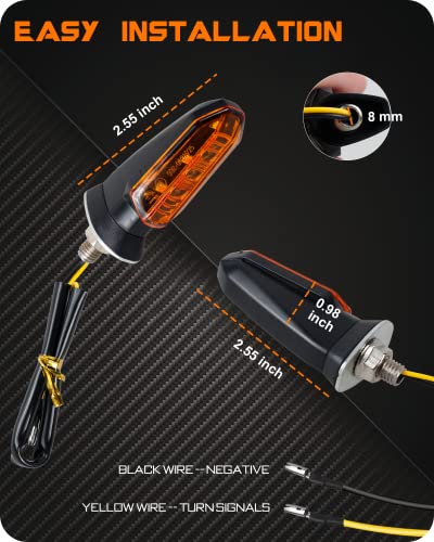 4PCS Universal Motorcycle Turn Signals Front Rear LED Turn Signal Light Mini Amber Blinkers for Motorbike Scooter Quad Cruiser Off Road Touring - color: amber
