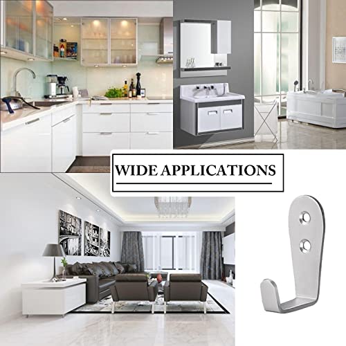 Coat Hooks Wall Mounted, 6 Pack Single Entrance Hooks Heavy Duty Brushed Wall Hook Stainless Steel, Large L Metal Hook for Hanging Clothes Jackets Robes Towels Hats Keys Bags Cups, Silver - color: Silver
