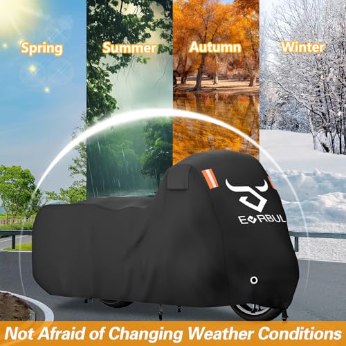 Heavy Duty 420 Motorcycle Cover Compatible with Cruiser Models Harley Davidson Softail Slim,Softail Standard, Softail Breakout, Softail Deuxe, Fat Boy, Street Bob 114 - size: 104’’-Cruiser