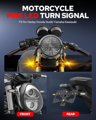 Benlari 2Pcs Motorcycle Mini Led Turn Signals with Running Lights, Front & Rear Turn Signal Brake Light 12V Fit for Harley Honda Suziki Yamaha Kawasaki (Clear) - color: Clear
