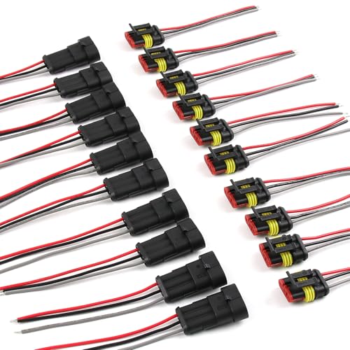 3 Pin Waterproof Electrical Wire Connectors 10 Pack Weather Pack Connectors Kit 20AWG Male and Female Automotive Wire Connectors for Car Truck Motorcycle Boat Auto Wiring - size: 3pin-10Pack
