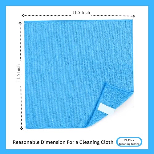 Microfiber Cleaning Cloth for Kitchen & households, Towels for Cars. (300gsm) (Pack of 24 Blue) - color: Blue