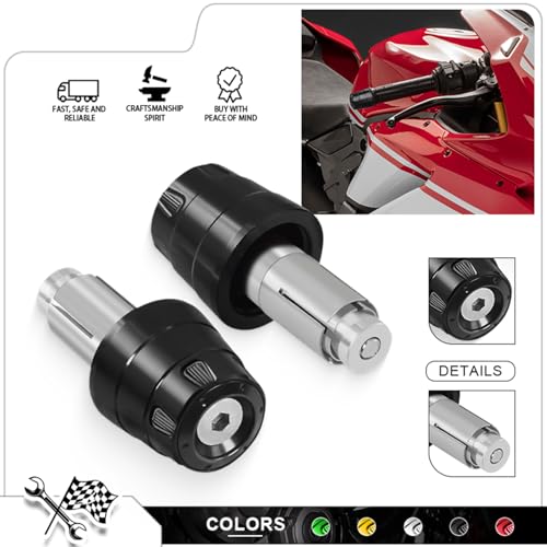 MFGZD Motorcycle Bar Ends Plug, CNC Handlebar Bar Grip Ends Plugs For Ninja500 Ninja650/1000 R7 R1 R6 450SR 675SR-R CBR650R CBR500RR CBR600RR CBR1000RR Z650 Z900 ZX10R ZX6R GSXR600 750 1000 GSX-8R ect - color: Black