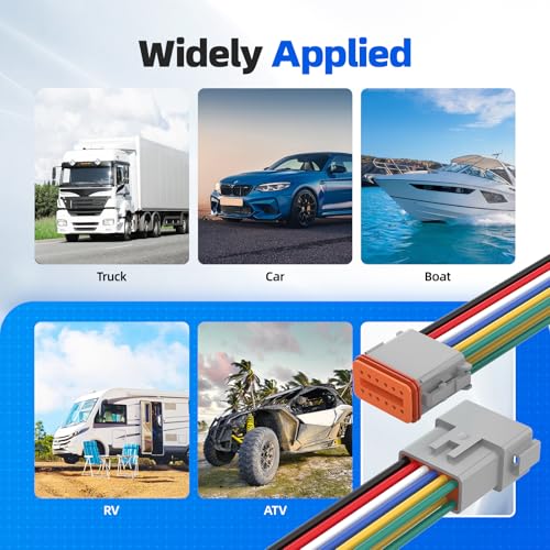 12 Pin Deutsch Connector, Hoodutric 16AWG Gray Male Female Wiring Harness DT Pigtail 12 Wire Waterproof Connector with Heat Shrink Tubing Electrical Tape for Car Truck Motorcycle Boat-2 Kit - style: 12Pin Gray 2 Set