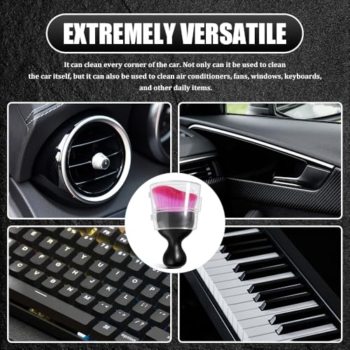 Car Detailing Brushes, Car Cleaning Brush, Auto Interior Soft Bristles Curved Cleaning Brush, Auto Detailing Dusting Tool Universal for Dashboard Air Conditioner Vent Computer (Black Purple) - color: Black Purple