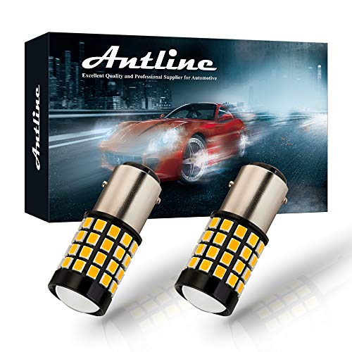 Antline 1157 LED Bulb Amber Yellow (2 Pack), 9-30V Super Bright 1600 Lumens 2057 2357 7528 1157NA 52-SMD LED Lamps with Projector for Replacement, Work as Turn Signal Blinker Lights - color: Amber Yellow