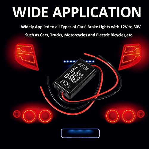 DIANN 4pcs GS-100A Brake Light Flasher Strobe LED Flash Module Flash Strobe Controller 12-30V for Cars, Trucks, Motorcycles, Bicycles