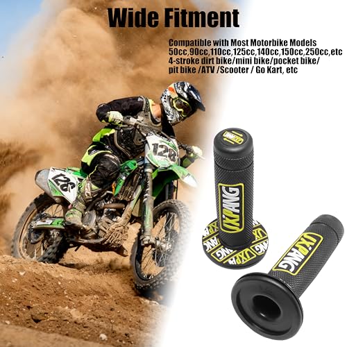 7/8" Motorctcle Handlebar Grips, Non Slip Dirt Bike Hand Handlebar Glue Left & 22mm Right & 24mm Universal for Motercross Most Pit Bike ATV UTVKLX KX EXC XC SX CRF CR YZ WR - color: Style-A-Yellow