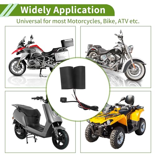 Heated Motorcycle Hand Grips Cover 12V Handlebar Cover 3 Gear Adjustable Temperature Metal Heating Film 1 Set 1 Inch