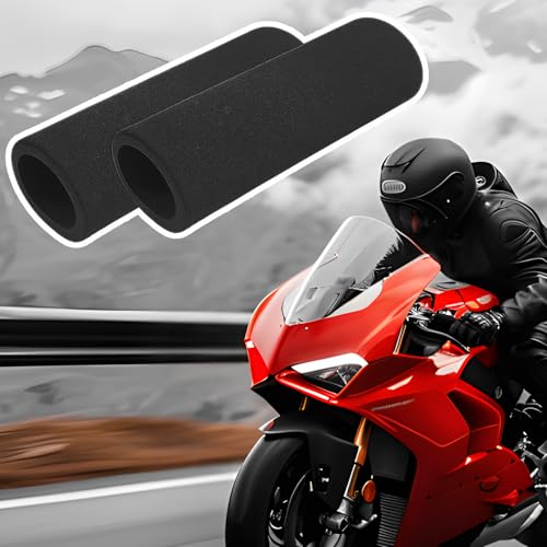 2 PCS Foam Handlebar Grips, Anti-Slip Motorcycle Bar Grip Comfortable Handle Covers, Anti-Vibration Handlebar Sleeve Universal Sponge Grips for Bicycle Motorbike Scooter