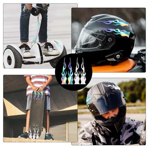 8pcs Flame Reflective Sticker for Bikes, 5.9"X1.2" Flame Car Decals, Sports Flames Shape Stripe Stickers for Motorcycles Bike Skateboard Laptop DIY Car Decoration, Reflective Car Stickers Decals