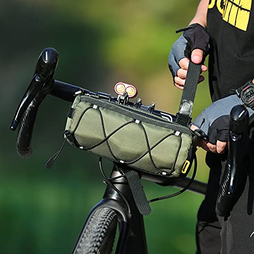 Rhinowalk Bike Handlebar Bag, Bicycle Front Bag Shoulder Bag Storage Bag with Shoulder Strap for Road Mountain Bike Cycling Travel - color: Green