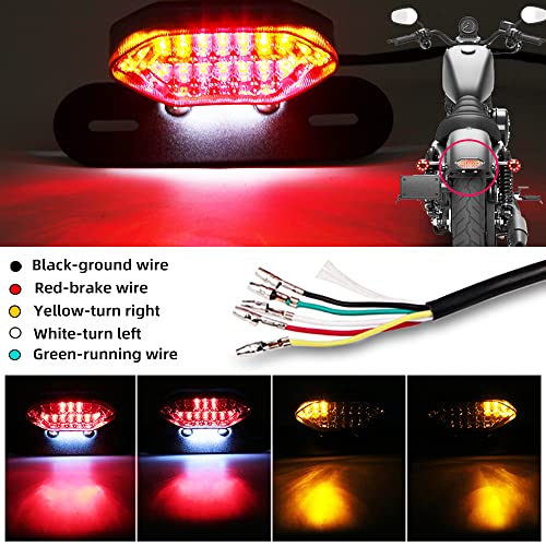 DREAMIZER Motorcycle Tail Light Integrated Running Lamp Brake&Turn Signal Light with License Plate Bracket Compatible With Motorcycle Street Bike Cruiser Chopper And More - color: Red