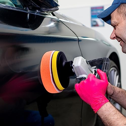 SIQUK 23 Pieces 5 Inch Buffing Pads Car Polisher Bonnets Foam Polishing Pad Kit Wax Buffer Polish Pads Car Buffer Attachment for Drill - size: 5 Inch