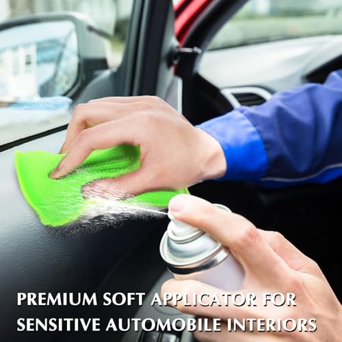 Mudder 8 Pcs Car Interior Scrubbing Sponge 5'' x 3'' Fiber Car Wax Applicator pad Household Cleaning Sponges for Leather Seat Couch Cleaning (Green White) - color: Green White