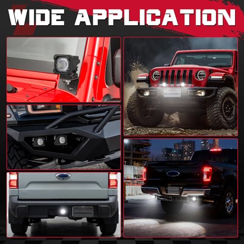 LED Pods, OFFROADTOWN 2inch 50W LED Cubes Flood Off Road Driving Lights Pods Backup Reverse Light Scene Light for Truck Pickup UTV ATV SUV 4x4 Car Motorcycle - Flood - color: 2inch_White Flood