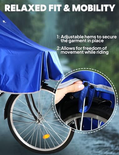 ANYOO Waterproof Rain Poncho Bike Bicycle Rain Capes Lightweight Compact Reusable for Adults - color: Blue